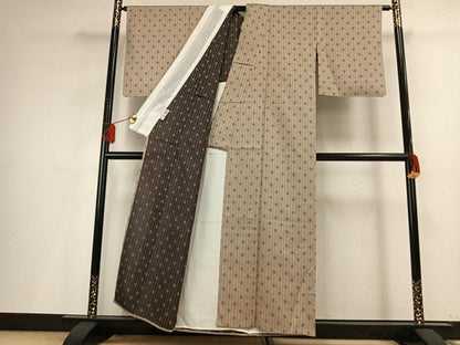 平和屋着物▽お召 単衣 間道 正絹 逸品 未使用 AABF5629fy