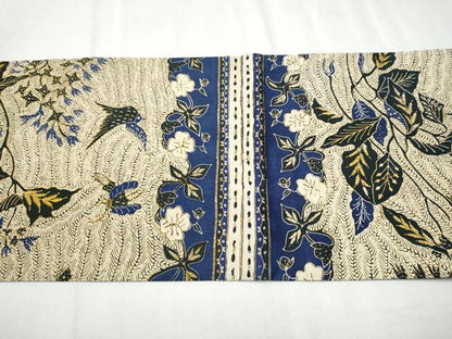 平和屋着物●全通柄 京袋帯 バティック 草花文 鬼しぼ縮緬 綿 逸品 CABD0428hy