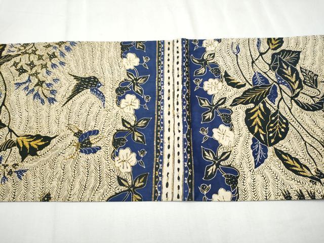 平和屋着物●全通柄 京袋帯 バティック 草花文 鬼しぼ縮緬 綿 逸品 CABD0428hy