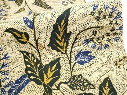 平和屋着物●全通柄 京袋帯 バティック 草花文 鬼しぼ縮緬 綿 逸品 CABD0428hy