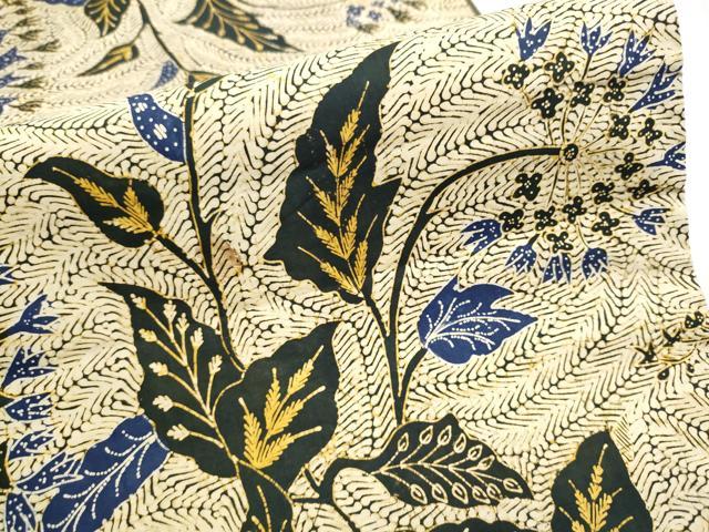 平和屋着物●全通柄 京袋帯 バティック 草花文 鬼しぼ縮緬 綿 逸品 CABD0428hy