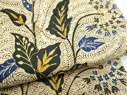 平和屋着物●全通柄 京袋帯 バティック 草花文 鬼しぼ縮緬 綿 逸品 CABD0428hy