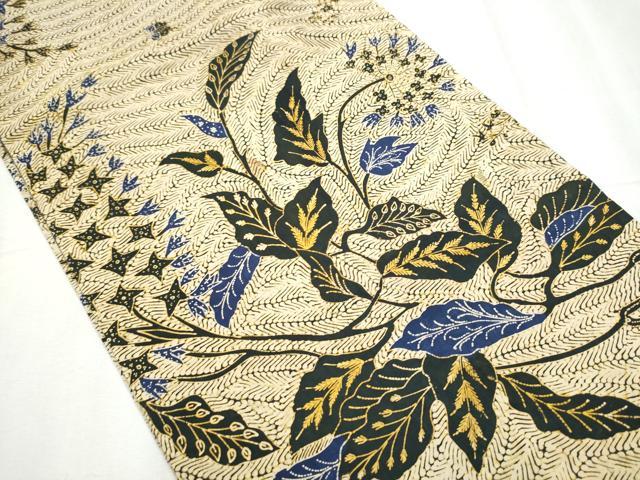 平和屋着物●全通柄 京袋帯 バティック 草花文 鬼しぼ縮緬 綿 逸品 CABD0428hy