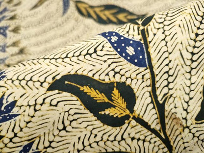 平和屋着物●全通柄 京袋帯 バティック 草花文 鬼しぼ縮緬 綿 逸品 CABD0428hy