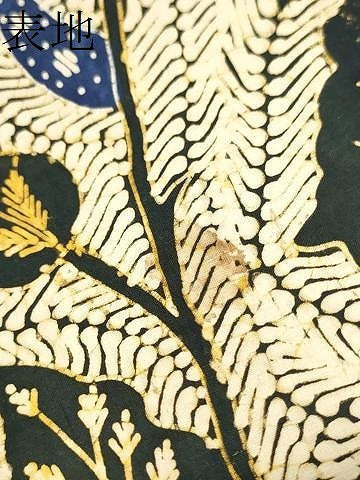 平和屋着物●全通柄 京袋帯 バティック 草花文 鬼しぼ縮緬 綿 逸品 CABD0428hy