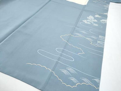 平和屋本店●極上　創業460年・千總　訪問着　刺繍　人物風景文　金糸　大丸扱い　薄花色地　逸品　CYAA4553s6