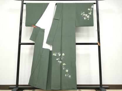 平和屋本店●極上　本加賀友禅作家　由水煌人　訪問着　蔦の葉瓢箪文　岩井茶色地　逸品　CYAA5090s6