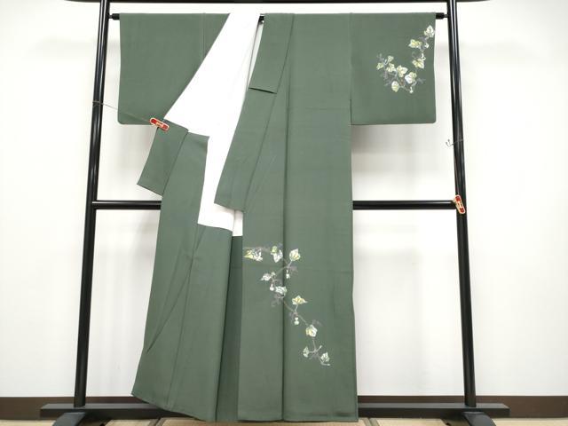 平和屋本店●極上　本加賀友禅作家　由水煌人　訪問着　蔦の葉瓢箪文　岩井茶色地　逸品　CYAA5090s6