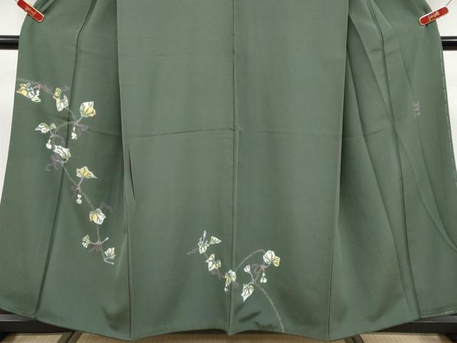 平和屋本店●極上　本加賀友禅作家　由水煌人　訪問着　蔦の葉瓢箪文　岩井茶色地　逸品　CYAA5090s6