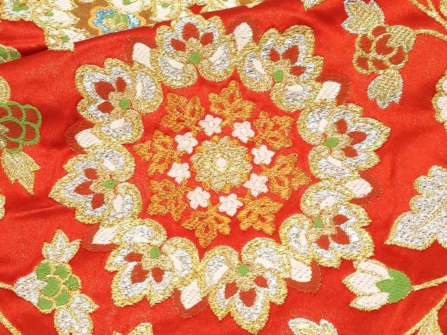 平和屋本店●極上　西陣　川島織物　色打掛　お引きずり　和装 婚礼 結婚式 花嫁 神社挙式　 唐織　正倉院　金銀糸　茜色　逸品 CYAA4549s6