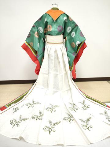 平和屋本店●極上　十二単セット　唐衣・表着・裳 　和装　婚礼　結婚式　神社挙式　唐織　舞蝶丸文　逸品　CYAA4546s6