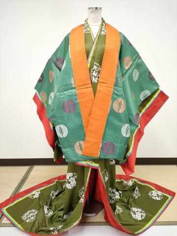 平和屋本店●極上　十二単セット　唐衣・表着・裳 　和装　婚礼　結婚式　神社挙式　唐織　舞蝶丸文　逸品　CYAA4546s6