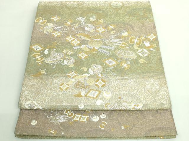 平和屋本店●極上　金彩友禅　卓越技能者・名工・和田光正　太鼓柄袋帯　宝尽くし　金銀糸　逸品　DZAB4563kh6