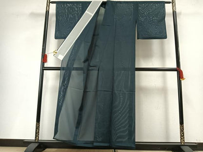 平和屋着物＊夏物 色無地 絽 御召茶色 洗える着物 AABF5688fy