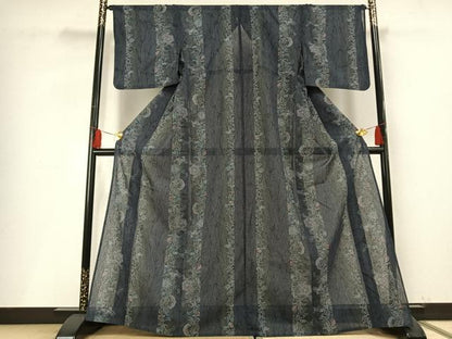 平和屋着物＊夏物 小紋 花蝶間道 暈し染め 正絹 逸品 AABF5689fy