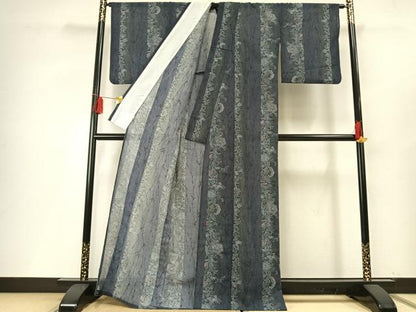 平和屋着物＊夏物 小紋 花蝶間道 暈し染め 正絹 逸品 AABF5689fy