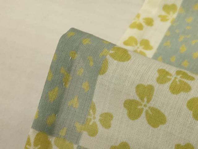 平和屋着物＊夏物 小紋 紗 市松花文 洗える着物 AABF6831jd