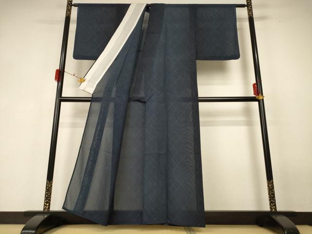 平和屋着物＊夏物 本場大島紬 夏大島 格子 正絹 逸品 AABF6863jd