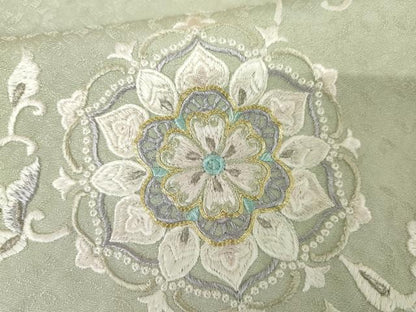平和屋着物●訪問着　総刺繍　駒刺繍　正倉院更紗花唐草文　暈し染め　銀糸　ロング丈　正絹　逸品　AABF6618cs