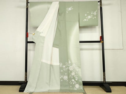 平和屋着物●訪問着　総刺繍　駒刺繍　正倉院更紗花唐草文　暈し染め　銀糸　ロング丈　正絹　逸品　AABF6618cs