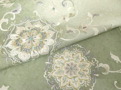 平和屋着物●訪問着　総刺繍　駒刺繍　正倉院更紗花唐草文　暈し染め　銀糸　ロング丈　正絹　逸品　AABF6618cs