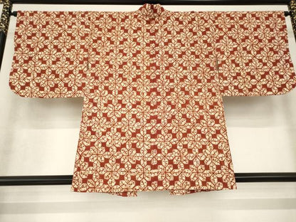 平和屋着物∞岩手の匠　草紫堂　南部絞り　茜染　紬　羽織　花尽くし　正絹　逸品　AABF8179ck