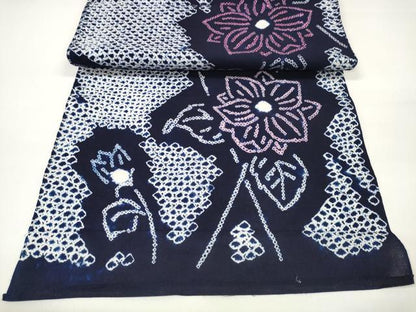 平和屋着物●極上 夏物 浴衣 有松鳴海絞 反物 着尺 花繋ぎ 綿 逸品 未使用 DZAA11716kh6