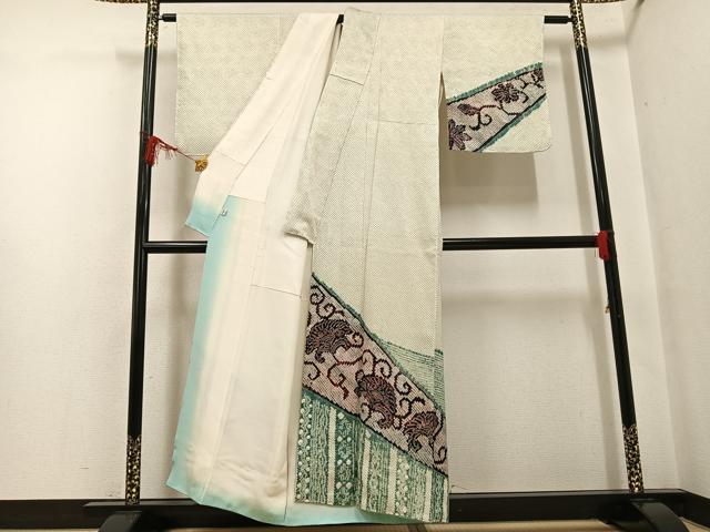平和屋着物●訪問着 総絞り 花唐草文 松坂屋扱い 正絹 逸品 AABF8121ph