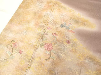 平和屋着物■豪華色留袖　刺繍　花鳥文　暈し染め　金彩　正絹　逸品　DABB8887cd