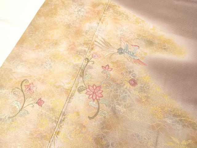 平和屋着物■豪華色留袖　刺繍　花鳥文　暈し染め　金彩　正絹　逸品　DABB8887cd