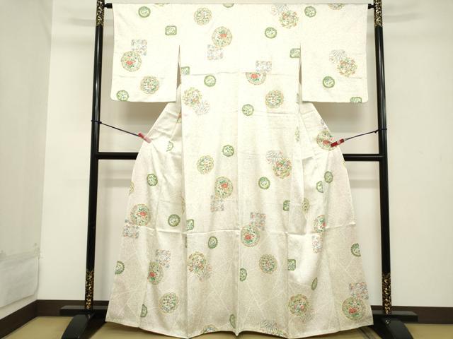 平和屋着物■上質な小紋 花鳥絵皿文様 正絹 逸品 DABB8974cd