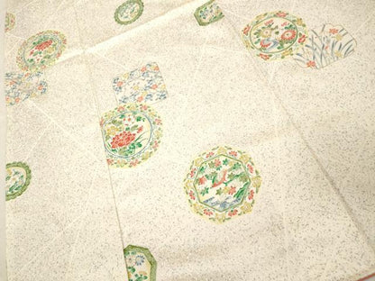 平和屋着物■上質な小紋 花鳥絵皿文様 正絹 逸品 DABB8974cd