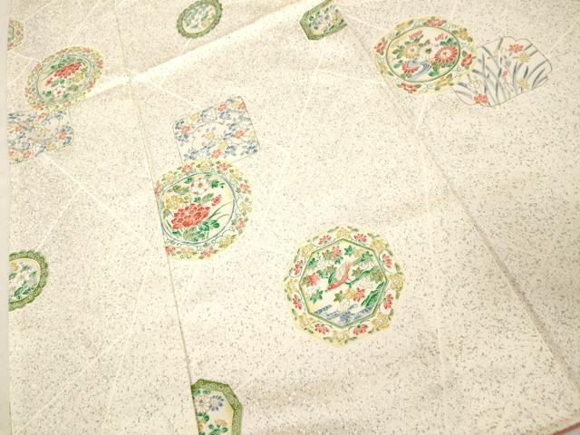 平和屋着物■上質な小紋 花鳥絵皿文様 正絹 逸品 DABB8974cd