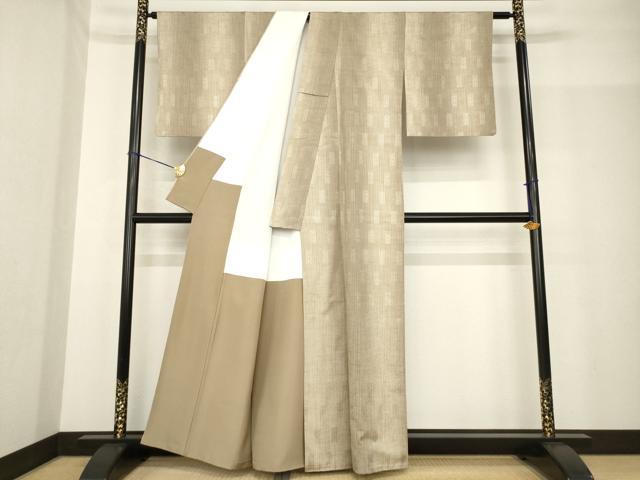 平和屋着物●博多織 黒田紬 短冊文 正絹 逸品 AABF8221ck