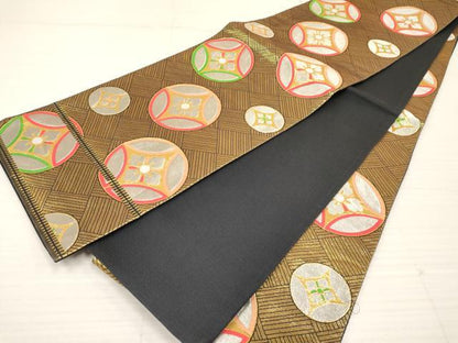 平和屋着物[]七五三 女の子 ７歳 祝着 四つ身 袋帯セット 扇面花文 逸品 DABA3860ma