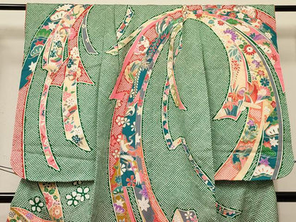 平和屋着物[]七五三 女の子 ７歳 祝着 四つ身 駒刺繍 束ね熨斗鞠花文 金彩 DABA3878ma