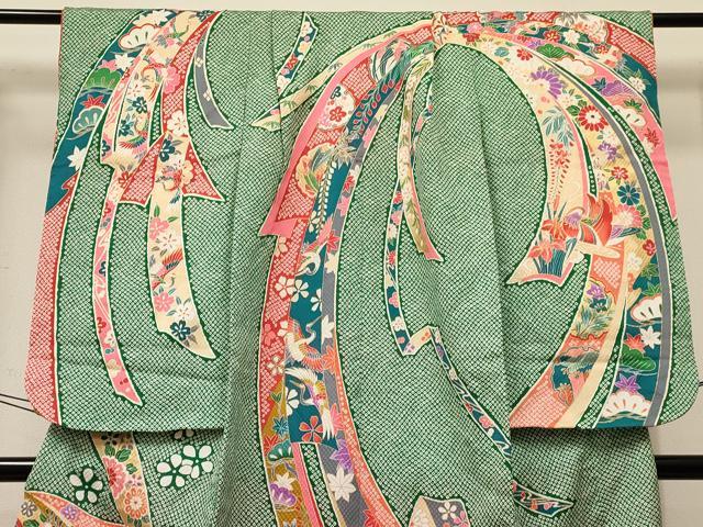 平和屋着物[]七五三 女の子 ７歳 祝着 四つ身 駒刺繍 束ね熨斗鞠花文 金彩 DABA3878ma