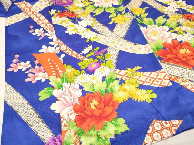 平和屋着物[]七五三　女の子　３歳　祝着　三つ身　短冊牡丹花文　金彩　逸品　DABA3888ma