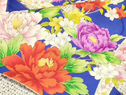 平和屋着物[]七五三　女の子　３歳　祝着　三つ身　短冊牡丹花文　金彩　逸品　DABA3888ma