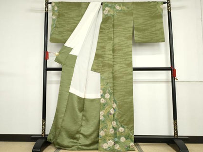 平和屋着物●訪問着　辻が花　絞り　金通し地　正絹　逸品　AABF6628cs