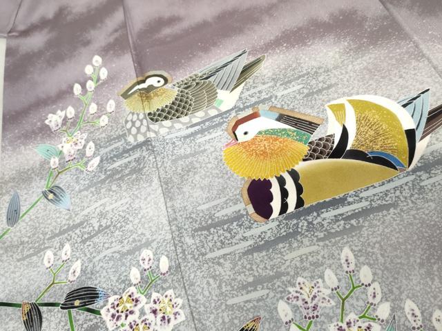 平和屋着物●人間国宝・羽田登喜男  訪問着 鴛鴦 暈し染め 正絹 逸品 AABF9055cs