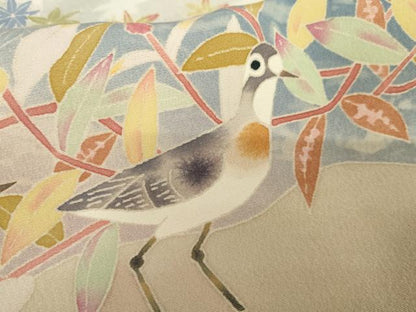 平和屋着物●本加賀友禅作家 百貫華峰 色留袖 花鳥文 暈し染め 正絹 逸品 AABF9054cs