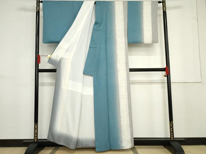 平和屋着物●訪問着　杢目絞り　間道　暈し染め　正絹　逸品　AABF6630cs
