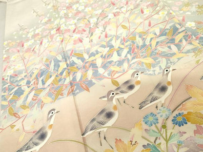 平和屋着物●本加賀友禅作家 百貫華峰 色留袖 花鳥文 暈し染め 正絹 逸品 AABF9054cs