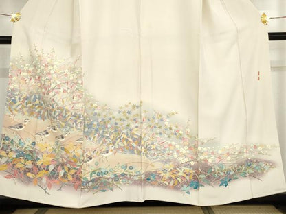 平和屋着物●本加賀友禅作家 百貫華峰 色留袖 花鳥文 暈し染め 正絹 逸品 AABF9054cs