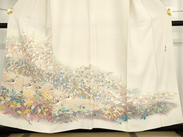 平和屋着物●本加賀友禅作家 百貫華峰 色留袖 花鳥文 暈し染め 正絹 逸品 AABF9054cs