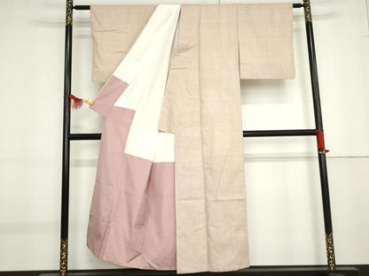 平和屋着物●菅原工房 菅原結作 漢方染紬 縞 正絹 逸品 AABF9056cs