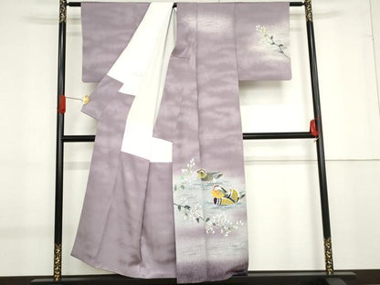 平和屋着物●人間国宝・羽田登喜男  訪問着 鴛鴦 暈し染め 正絹 逸品 AABF9055cs