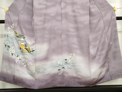 平和屋着物●人間国宝・羽田登喜男  訪問着 鴛鴦 暈し染め 正絹 逸品 AABF9055cs