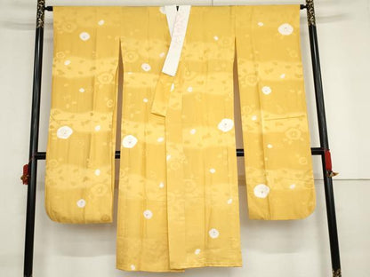 平和屋着物●振袖用長襦袢　無双仕立て　絞り　椿　暈し染め　金彩　半衿刺繍　正絹　逸品　AABF9066cs